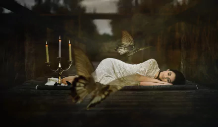 model butterfly Marta Belda woman mood HD Desktop Wallpaper | Background Image