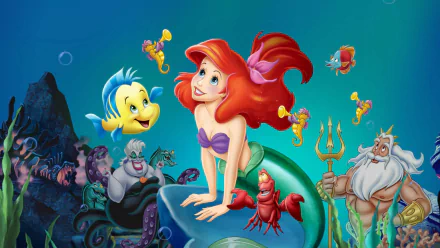 trident crab seahorse King Triton red hair fish Sebastian (The Little Mermaid) Ursula (The Little Mermaid) The Little Mermaid merman Flounder (The Little Mermaid) mermaid Ariel (The Little Mermaid) movie The Little Mermaid (1989) HD Desktop Wallpaper | Background Image