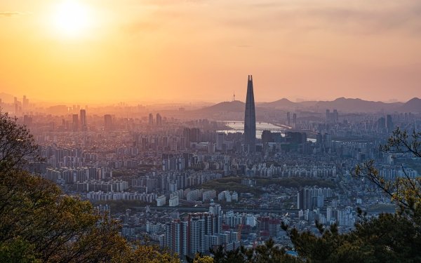 Man Made Seoul Cities South Korea Cityscape Skyscraper Sunset HD Wallpaper | Background Image