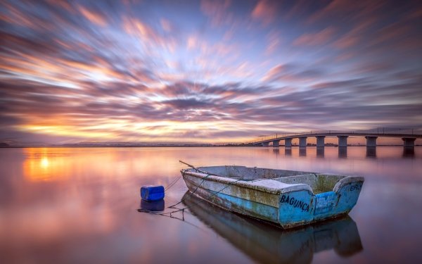 Vehicles Boat Sunrise Portugal Bridge River HD Wallpaper | Background Image
