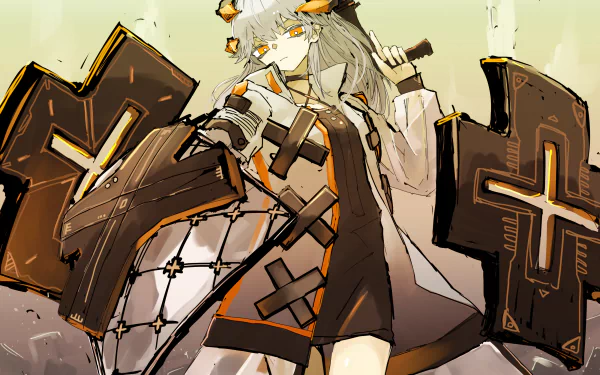 white hair yellow eyes Saria (Arknights) video game Arknights HD Desktop Wallpaper | Background Image