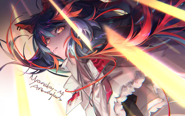 animal ears orange eyes Texas (Arknights) video game Arknights HD Desktop Wallpaper | Background Image
