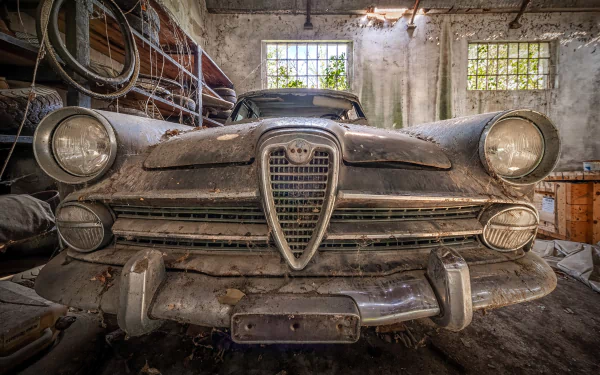 abandoned garage car retro vehicle wreck HD Desktop Wallpaper | Background Image