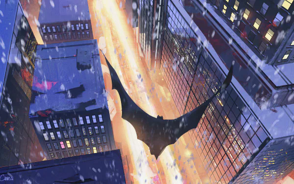  Batman Flying over the City