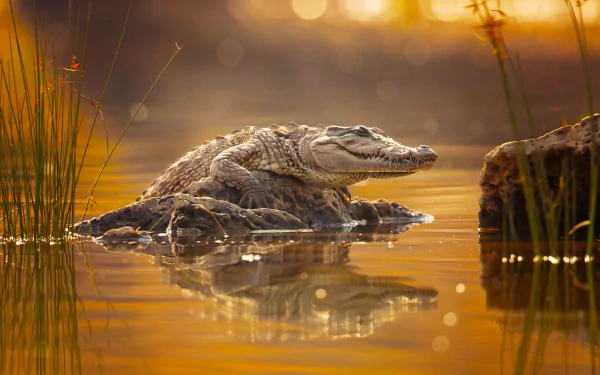 reflection Animal crocodile HD Desktop Wallpaper | Background Image