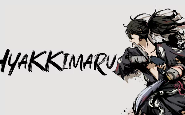 Hyakkimaru from Dororo anime depicted in dynamic pose, set against a minimalistic background, featured in an 8K Ultra HD PC desktop wallpaper.