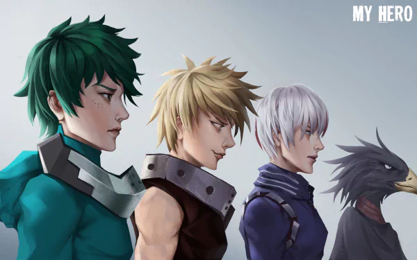 Izuku Midoriya Fumikage Tokoyami Katsuki Bakugou Shoto Todoroki Anime My Hero Academia HD Desktop Wallpaper | Background Image