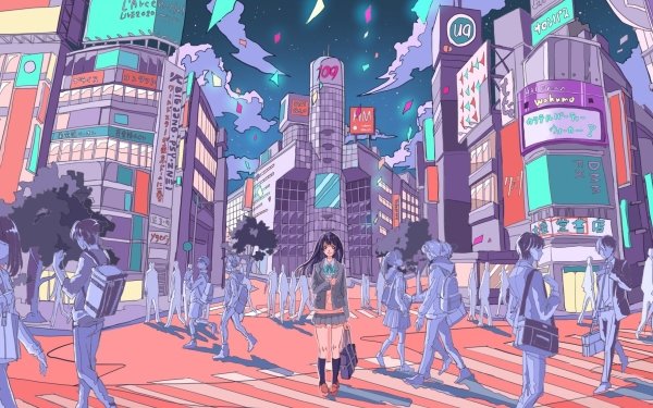Anime Original People City HD Wallpaper | Background Image