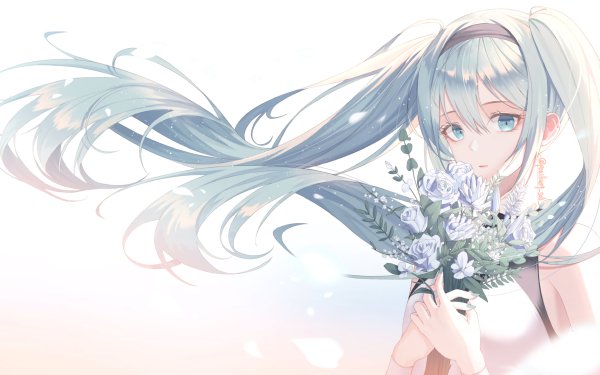 Anime Vocaloid Hatsune Miku Long Hair Blue Eyes Blue Hair HD Wallpaper | Background Image