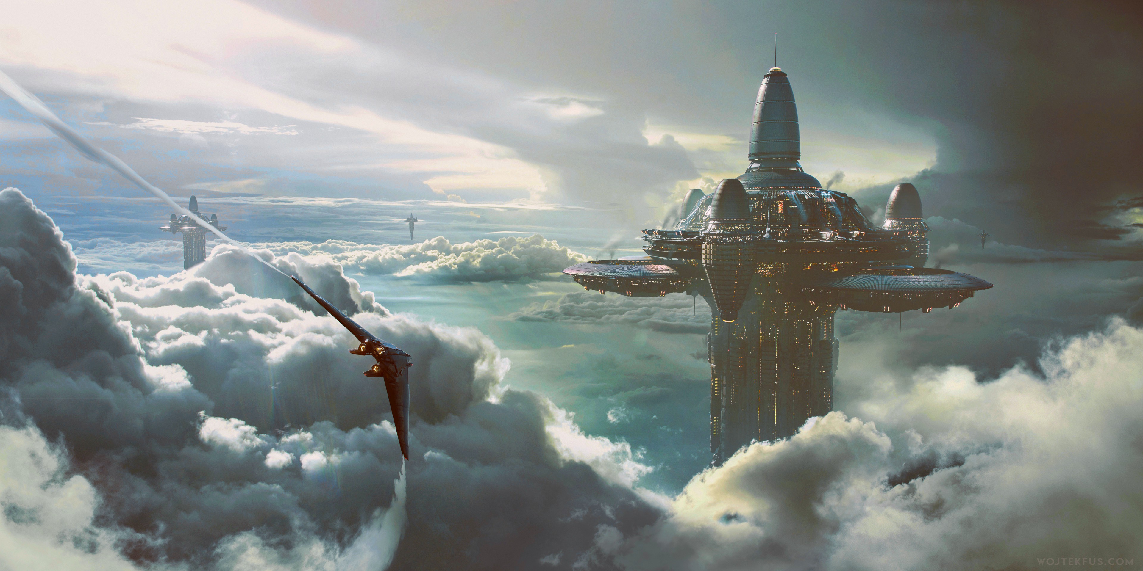 Download Sky Sci Fi Building HD Wallpaper by Wojtek Fus