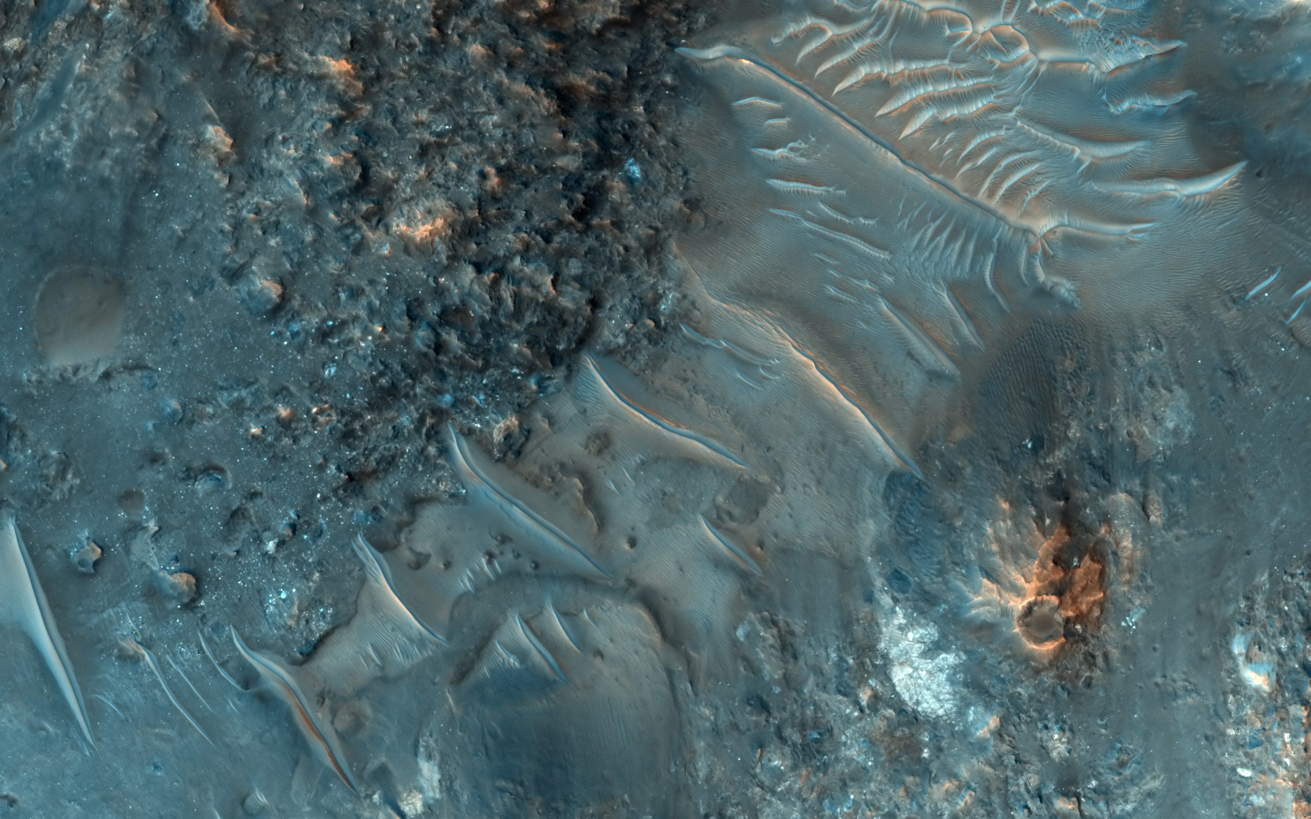 Sci-fi Mars desktop wallpaper - Tyrrhenaterra crater on Mars