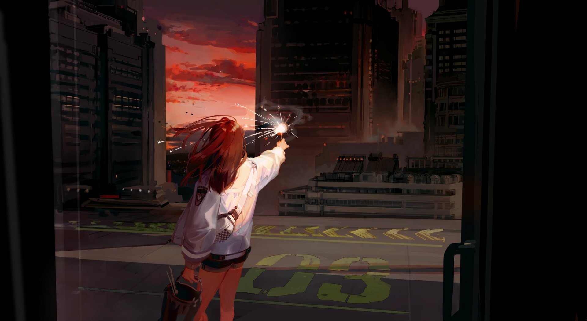 Download City Sunset Anime Original Anime Sunset Anime City HD Wallpaper by Taro-k