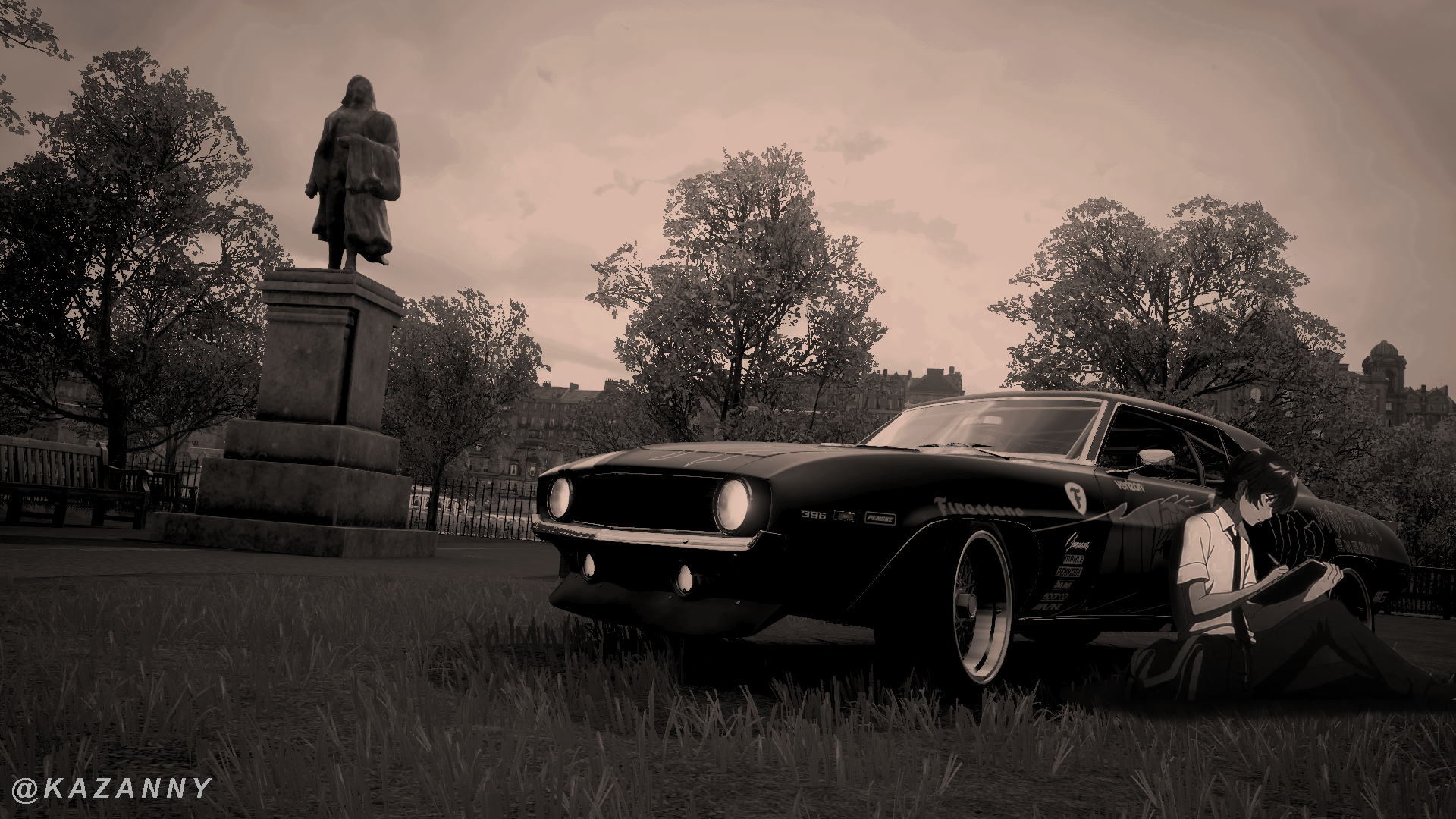 Forza Horizon 4 Anime Boy Writing Wallpaper by Kazanny