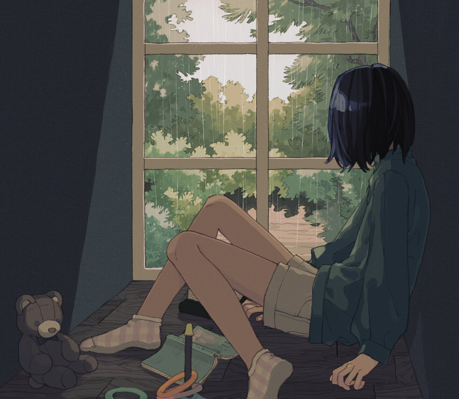Anime Girl Looking Out Window