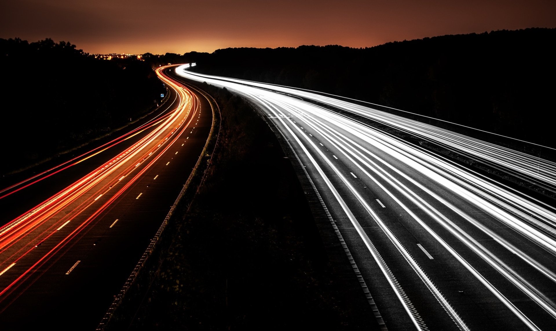 Download Night Road Photography Time Lapse HD Wallpaper