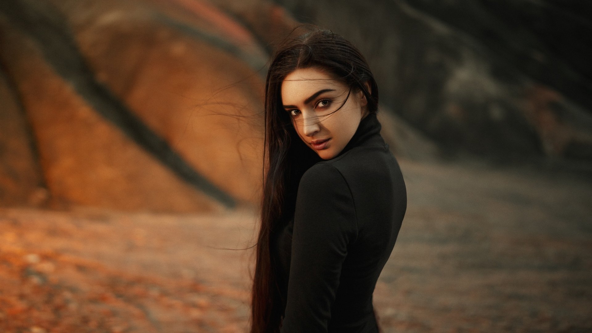 Download Depth Of Field Black Hair Long Hair Woman Model HD Wallpaper by Ivan Kovalev