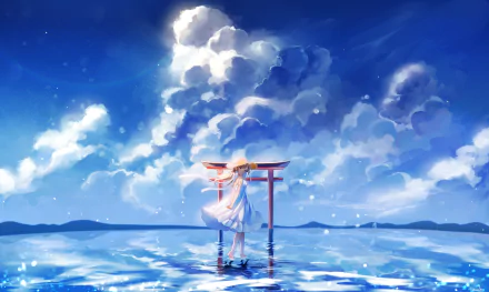 cloud torii hat Anime Original HD Desktop Wallpaper | Background Image