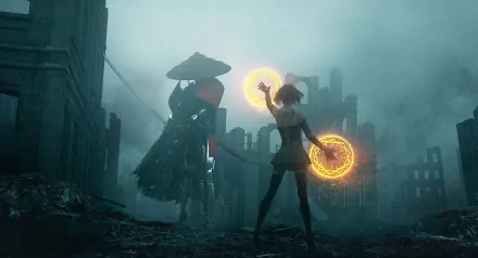 samurai robot Sci Fi woman HD Desktop Wallpaper | Background Image