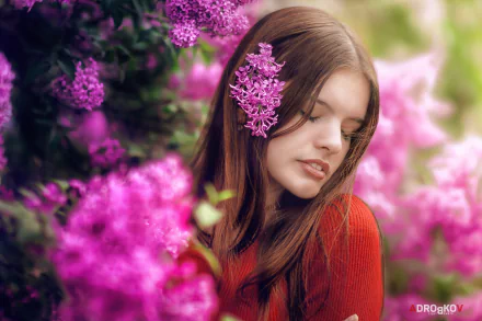 lilac portrait hair mood face Yulia Khudoleeva woman model HD Desktop Wallpaper | Background Image