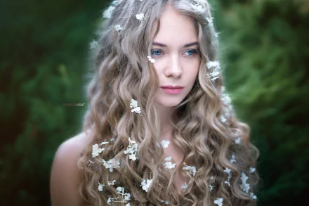blonde flower long hair portrait face Lilia Bespalaya woman model HD Desktop Wallpaper | Background Image