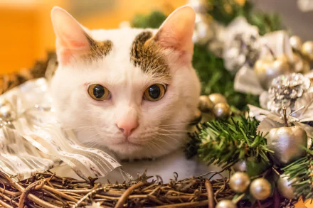 Christmas muzzle Animal cat christmas cat HD Desktop Wallpaper | Background Image