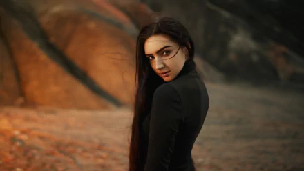 depth of field black hair long hair woman model HD Desktop Wallpaper | Background Image