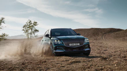 green car SUV car vehicle Genesis GV80 HD Desktop Wallpaper | Background Image