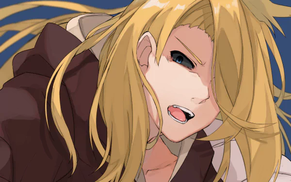 Deidara (Naruto) anime close-up — long blond hair and fierce gaze, dynamic 4K Ultra HD PC desktop wallpaper and background.