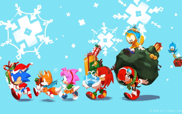 TV Show Sonic Mania Adventures Sonic the Hedgehog Mighty the Armadillo Miles 'Tails' Prower Ray the Flying Squirrel Knuckles the Echidna Classic Sonic Classic Tails Classic Amy Classic Knuckles Christmas Amy Rose HD Wallpaper | Background Image