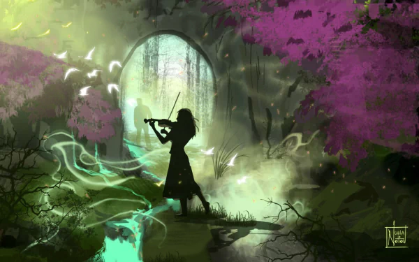 violinist fantasy woman HD Desktop Wallpaper | Background Image