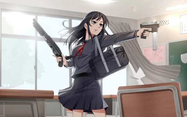 Anime girl anime girl shooting HD Desktop Wallpaper | Background Image