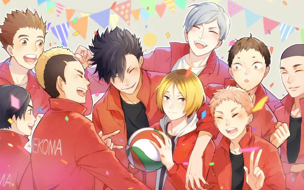 Nekoma High Taketora Yamamoto Morisuke Yaku Yūki Shibayama Tetsurō Kuroo Kenma Kozume Nobuyuki Kai Sō Inuoka Lev Haiba Shōhei Fukunaga Anime Haikyū!! HD Desktop Wallpaper | Background Image