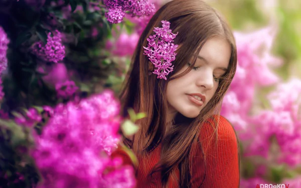 lilac portrait hair mood face Yulia Khudoleeva woman model HD Desktop Wallpaper | Background Image