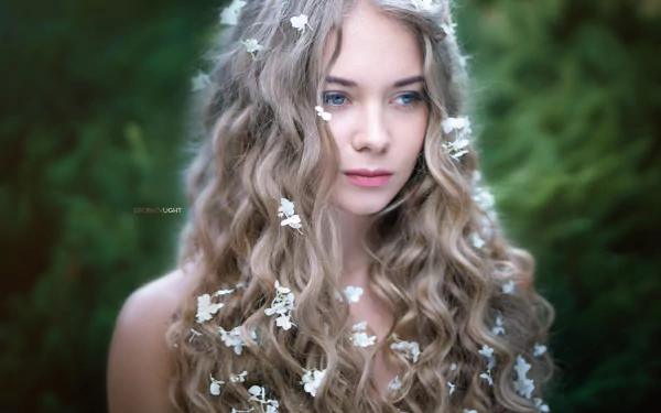 blonde flower long hair portrait face Lilia Bespalaya woman model HD Desktop Wallpaper | Background Image