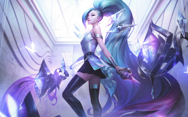 Video Game League Of Legends Seraphine Blue Hair Long Hair K-Pop K/DA HD Wallpaper | Background Image