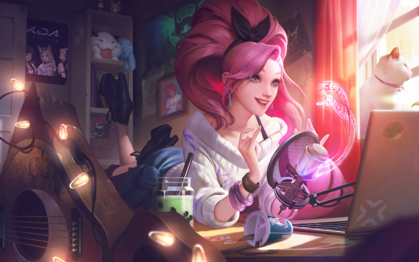 Video Game League Of Legends Seraphine K-Pop Pink Hair Long Hair K/DA HD Wallpaper | Background Image