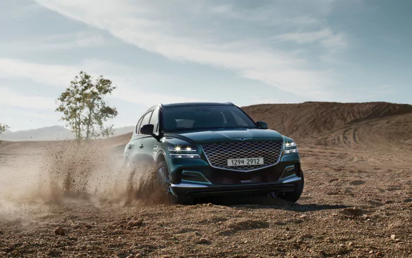 green car SUV car vehicle Genesis GV80 HD Desktop Wallpaper | Background Image