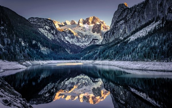 Nature Reflection Lake Mountain Winter HD Wallpaper | Background Image