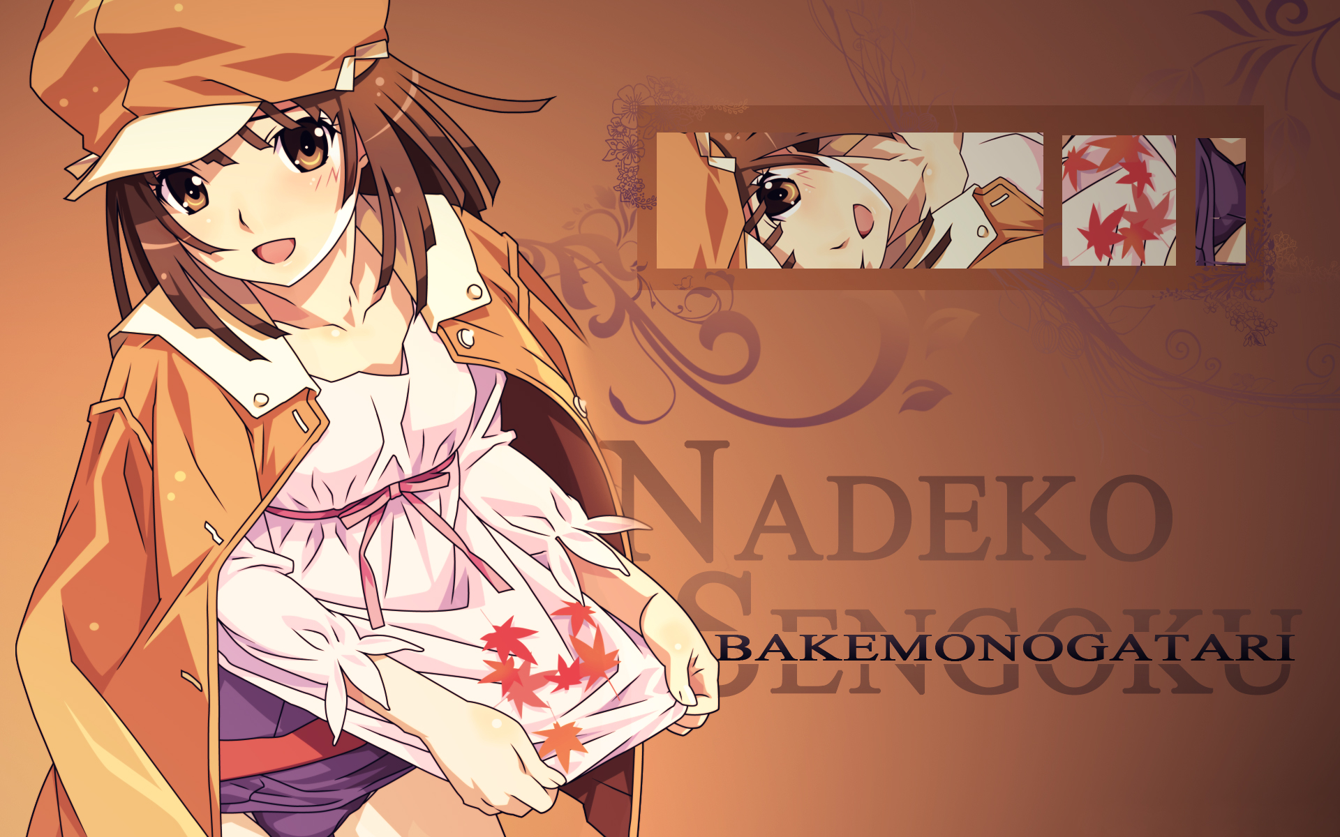 Nadeko Sengoku from the Anime series Monogatari, in vibrant desktop wallpaper.