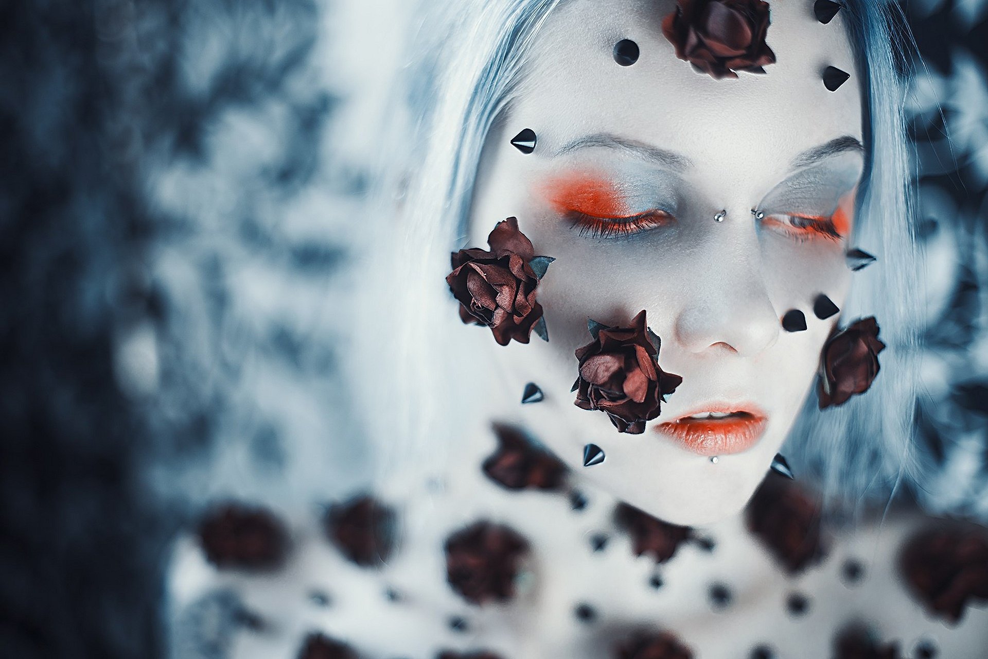 Download Blur Spikes Makeup Mood Face Flower Woman Style HD Wallpaper by Asya Molochkova