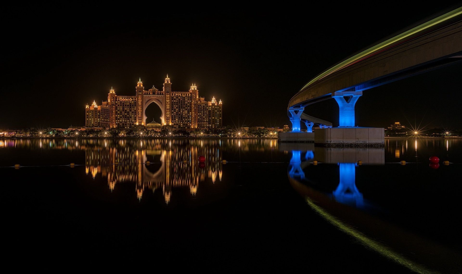 Download Bridge United Arab Emirates Night Man Made Dubai HD Wallpaper