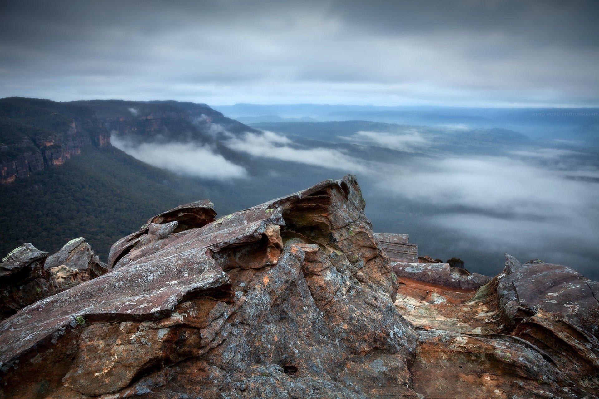 Download Cloud Fog Australia Nature Blue Mountains HD Wallpaper