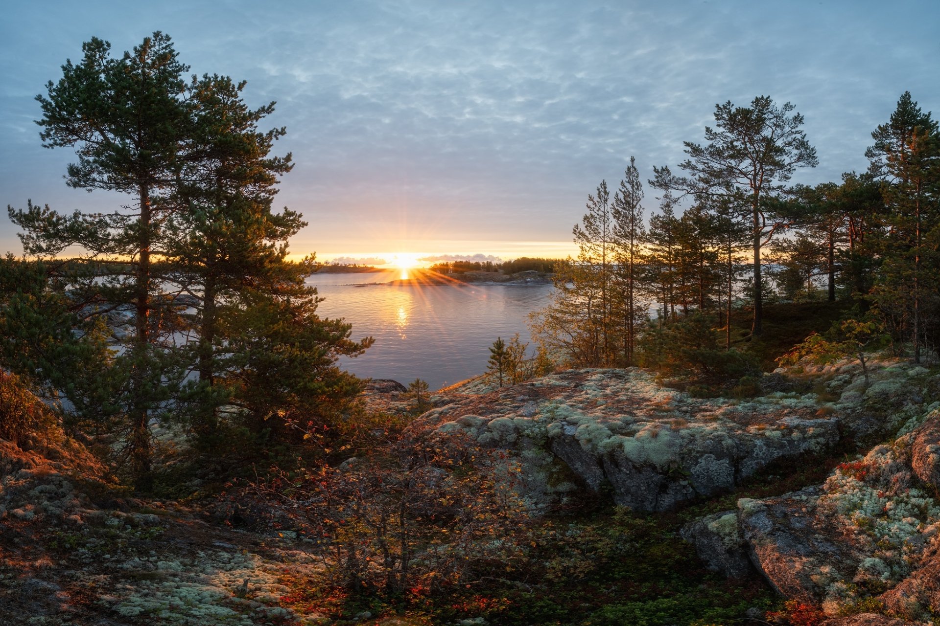 Download Lake Ladoga Nature Sunset Sunbeam Fall Lake HD Wallpaper