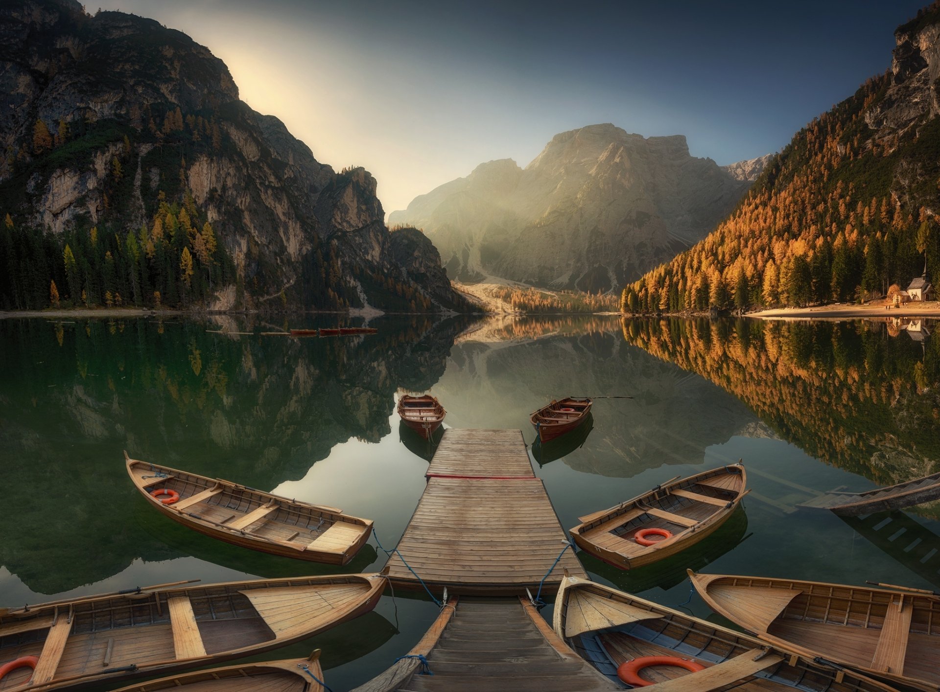Serene Lake Reflection with Boats: Stunning HD Nature Wallpaper by ...