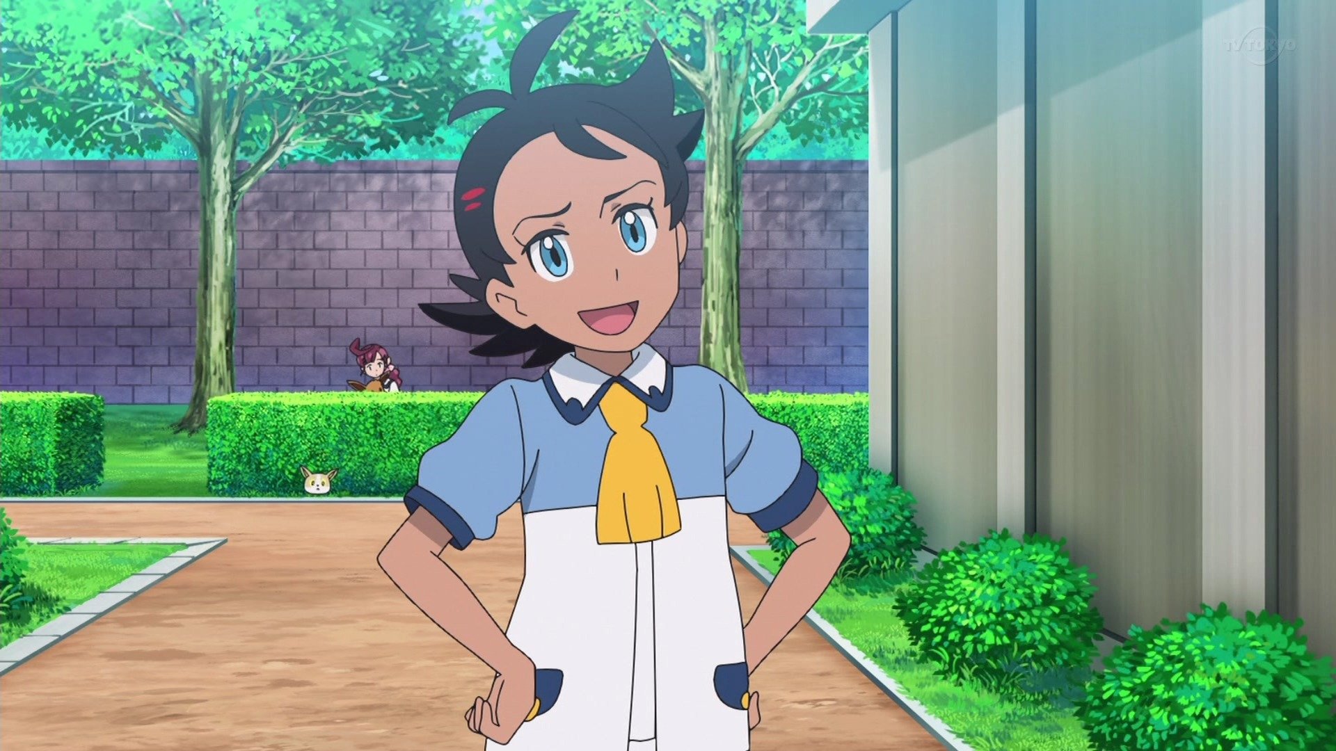 Download Black Hair School Uniform Blue Eyes Goh (Pokémon) Anime Pokemon HD Wallpaper