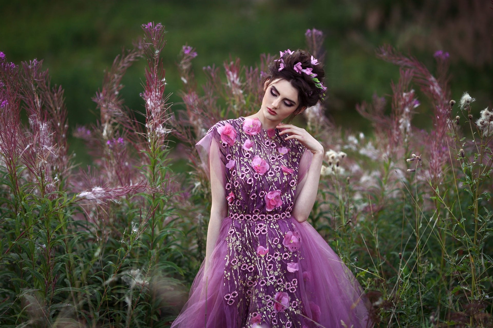 Download Flower Dress Mood Woman Model HD Wallpaper by Svetlana Boynovich