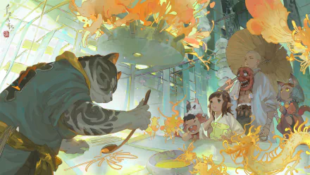 fall Zoomorphic Anime people autumn anime HD Desktop Wallpaper | Background Image