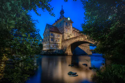 town hall Bamberg Bavaria Germany river bridge man made building HD Desktop Wallpaper | Background Image
