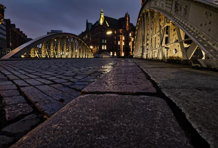 Germany night bridge man made Hamburg HD Desktop Wallpaper | Background Image