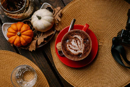 pumpkin mug coffee food Cappuccino HD Desktop Wallpaper | Background Image